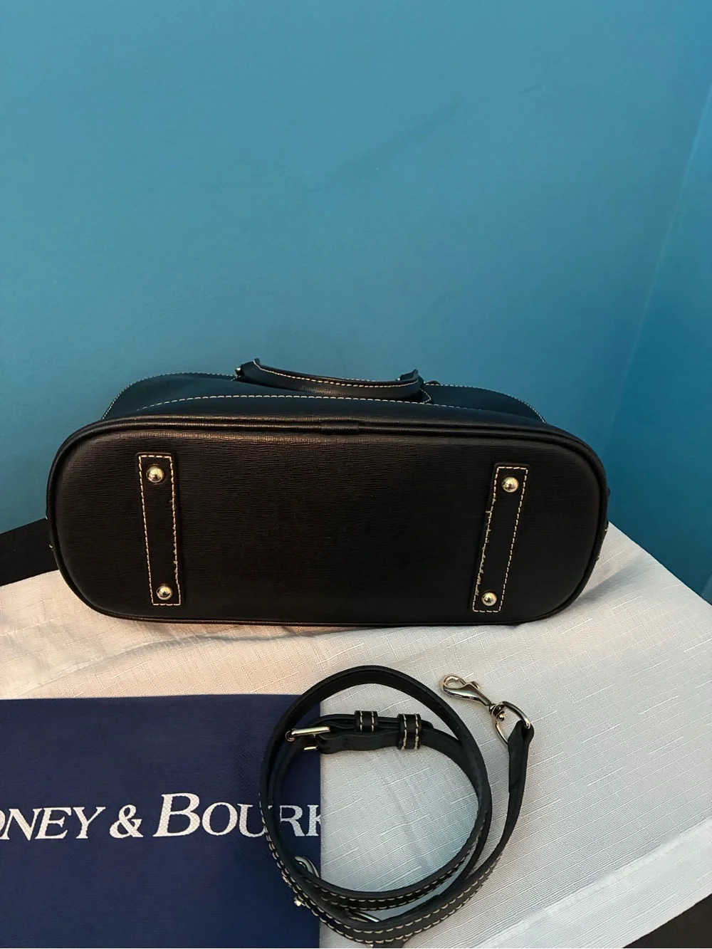 Dooney & Bourke Black Dome Satchel with Gold Hardware